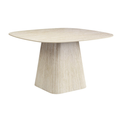 Mesa de Comedor para Cafetería - ZUO BRIM - Natural - Cubierta de Piedra Sinterizada Símil Travertino y Estructura de MDF