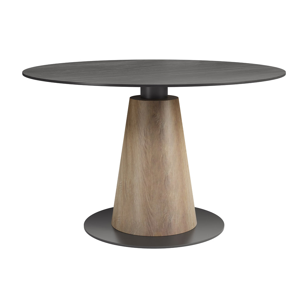 Mesa de Comedor para Cafetería - ZUO RENO - Negro - Cubierta de Piedra Sinterizada Símil Piedra y Estructura de Acero con Recubrimiento en Polvo