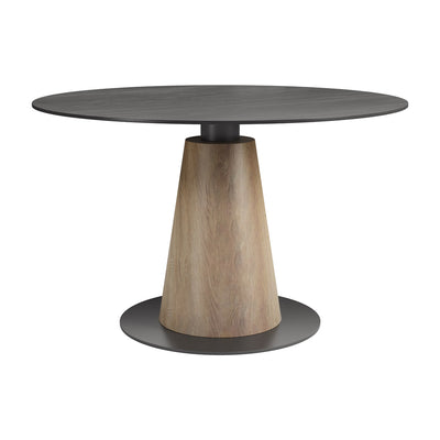Mesa de Comedor para Cafetería - ZUO RENO - Negro - Cubierta de Piedra Sinterizada Símil Piedra y Estructura de Acero con Recubrimiento en Polvo