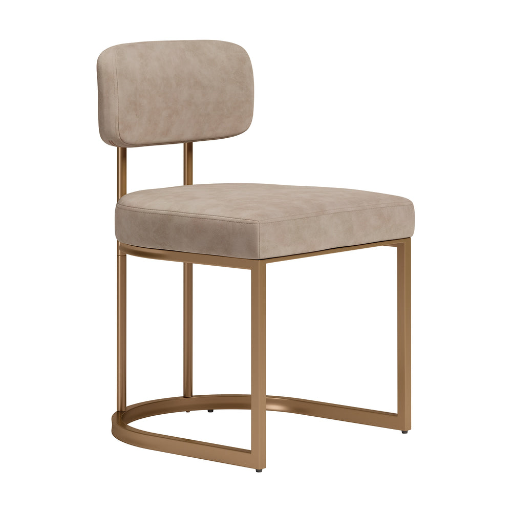 Silla Comercial para Salón de Eventos - ZUO VELAR - Varios Colores - Asiento y Respaldo Tapizados en Piel Sintética - Beige y Bronce