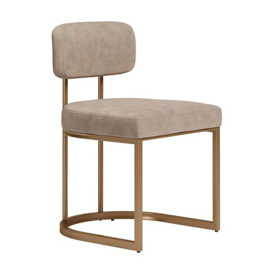 Silla Comercial para Salón de Eventos - ZUO VELAR - Varios Colores - Asiento y Respaldo Tapizados en Piel Sintética - Beige y Bronce