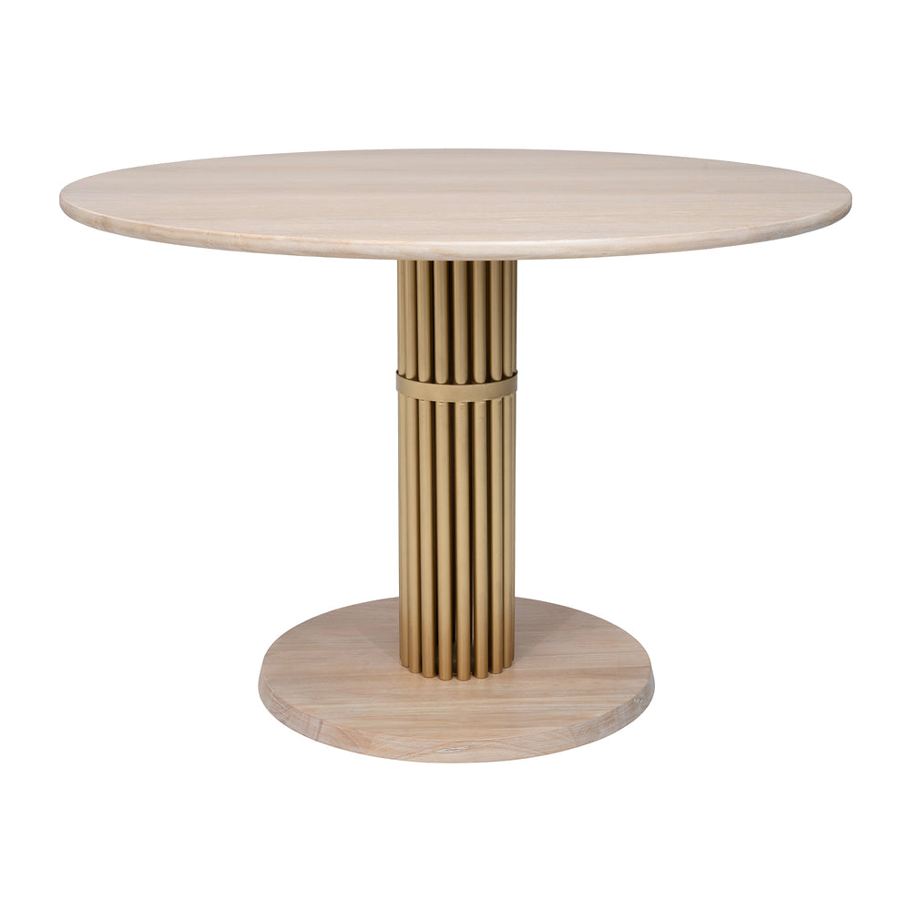 Mesa de Comedor para Desayunador - ZUO WILOU - Natural - Cubierta de Chapa de Roble Madera de Hule y Estructura de Acero con Recubrimiento en Polvo
