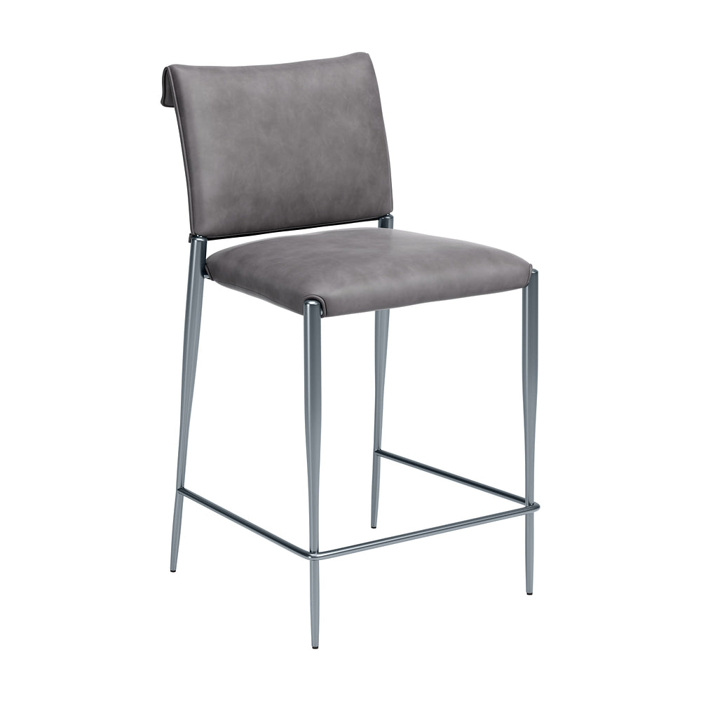 Banco Mostrador para Barra de Hotel - ZUO FREESIA - Varios Colores - Asiento y Respaldo Tapizados en Piel Sintética - Gris Carbón