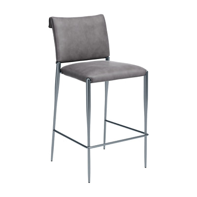 Banco Alto para Comedor de Empresa - ZUO FREESIA - Varios Colores - Asiento y Respaldo Tapizados en Piel Sintética - Gris Carbón
