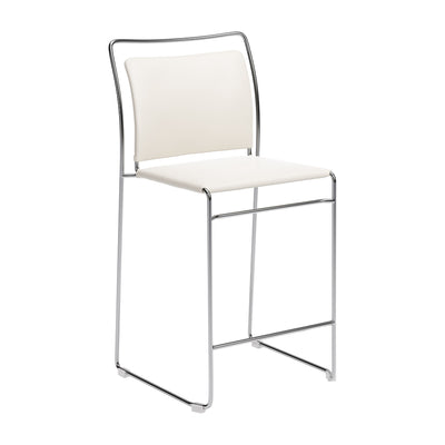 Banco Mostrador para Bar y Barra - ZUO VERBENA - Varios Colores - Asiento y Respaldo Tapizados en Piel Sintética - Crema