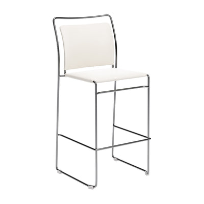 Banco Alto para Bistró - ZUO VERBENA - Varios Colores - Asiento y Respaldo Tapizados en Piel Sintética - Crema