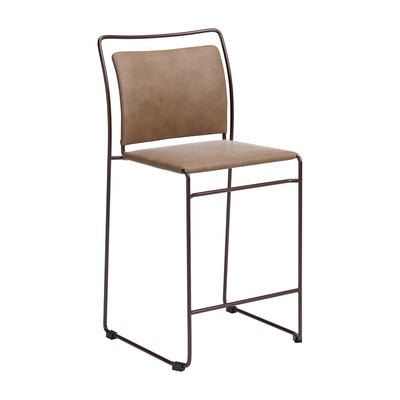 Banco Mostrador para Bar y Barra - ZUO VERBENA - Varios Colores - Asiento y Respaldo Tapizados en Piel Sintética - Café