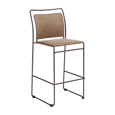 Banco Alto para Bistró - ZUO VERBENA - Varios Colores - Asiento y Respaldo Tapizados en Piel Sintética - Café