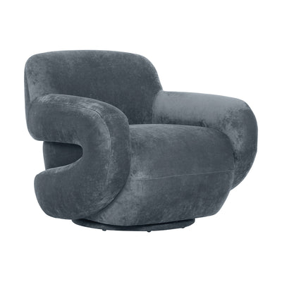 Silla Comercial para Food Court - ZUO BOBLE - Gris Tormenta - Asiento y Respaldo Tapizados en Tela Tipo Terciopelo