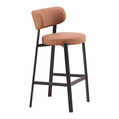 Banco Alto para Pub - ZUO PRAIRIE - Café - Asiento y Respaldo Tapizados en Piel Sintética