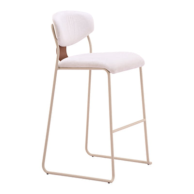 Banco Alto para Restaurante - ZUO MEADOW - Blanco Nube - Asiento y Respaldo Tapizados en Piel Sintética