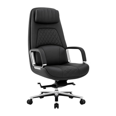 Silla de Oficina Secretarial para Recepción - ZUO CORDELIA - Varios Colores - Asiento y Respaldo Tapizados en Piel - Negro