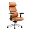 Silla de Oficina Secretarial para Home Office - ZUO PORTIA - Varios Colores - Asiento y Respaldo Tapizados en Piel - Café