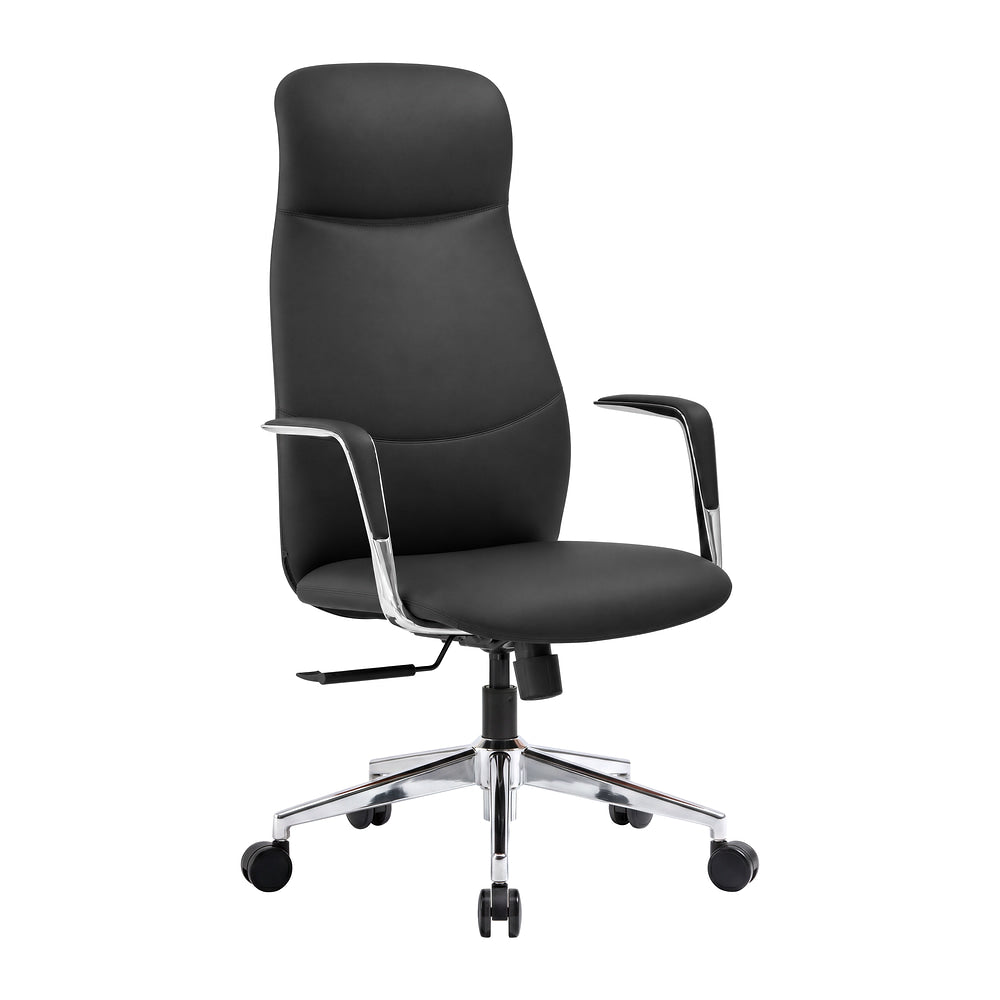 Silla de Oficina Secretarial para Consultorio - ZUO ROSALIND - Varios Colores - Asiento y Respaldo Tapizados en Piel - Negro