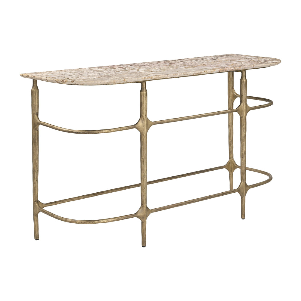 Mesa Consola para Sala de Espera - ZUO ROCHESTER - Varios Colores - Cubierta de Mármol Natural y Estructura de Hierro Forjado