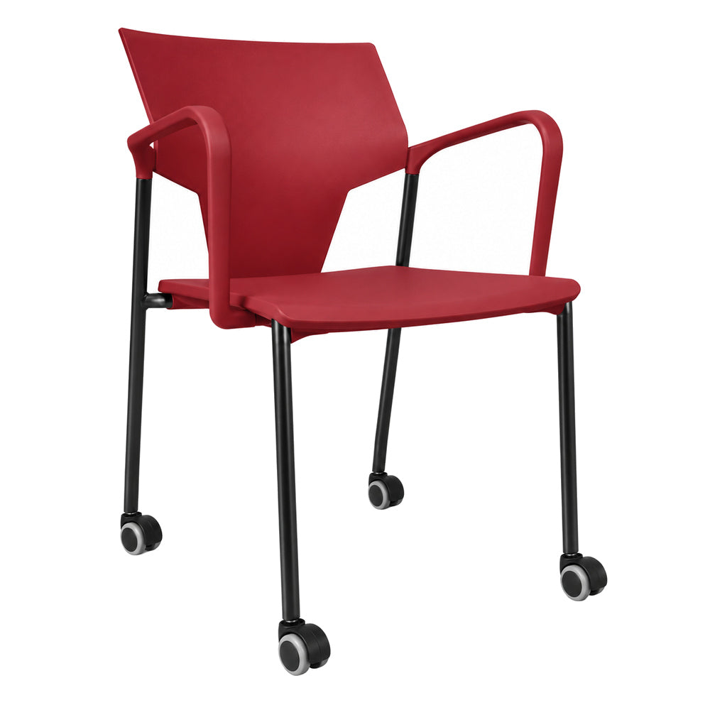Silla de Oficina Visita - INFINITI AKTIVA RODAJAS - Con Brazos - Bordeaux - Asiento y Respaldo en Polipropileno