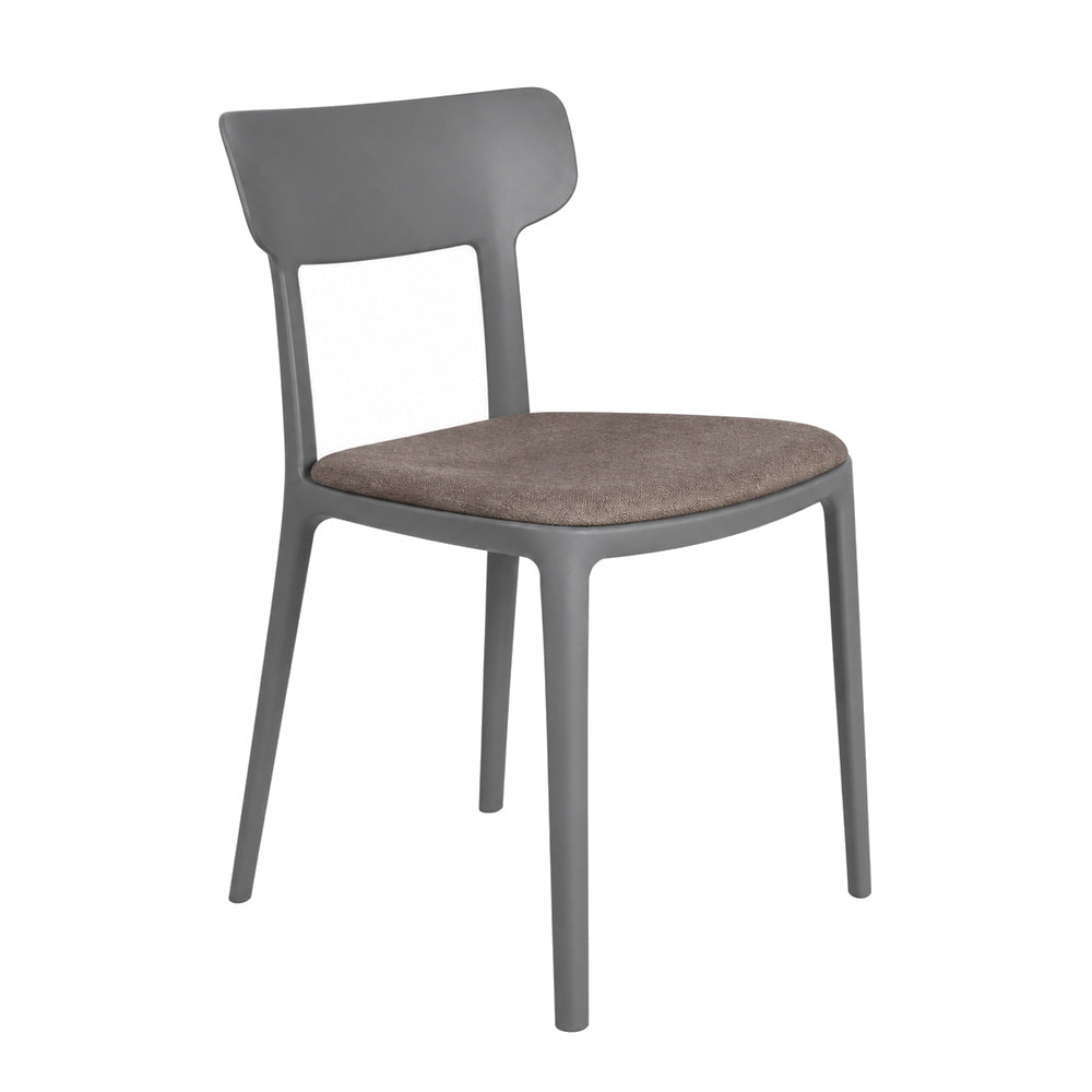 Silla Comercial de Una Sola Pieza para Restaurante - INFINITI CANOVA 110-52440 - Gris titanio - Polipropileno con Cojín de Asiento Tapizado