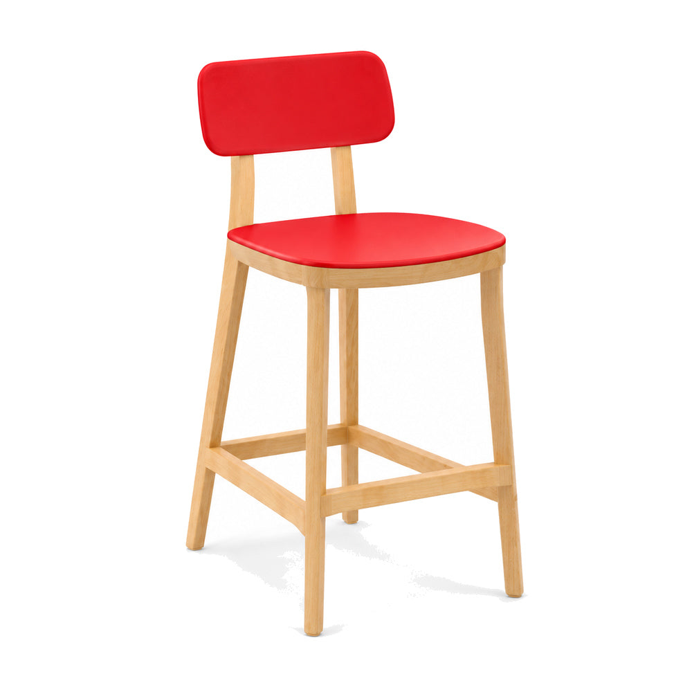 Banco Alto para Bar - INFINITI PORTA VENEZIA - Varios Colores - Asiento y Respaldo en Polipropileno Base de Madera