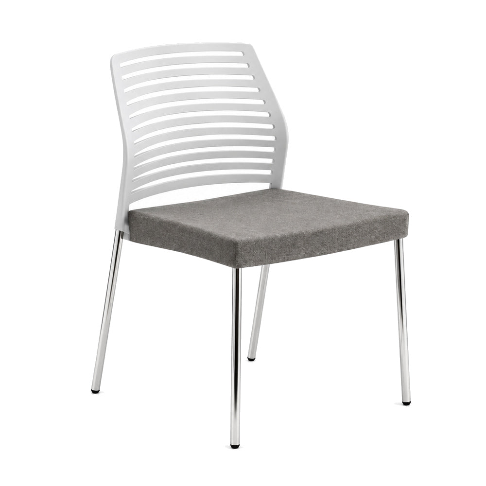 Silla Comercial con Respaldo Flexible para Restaurante - INFINITI HALL 100-05100 - Varios Colores - Asiento Tapizado con 4 Patas en Acero Gris o Cromo