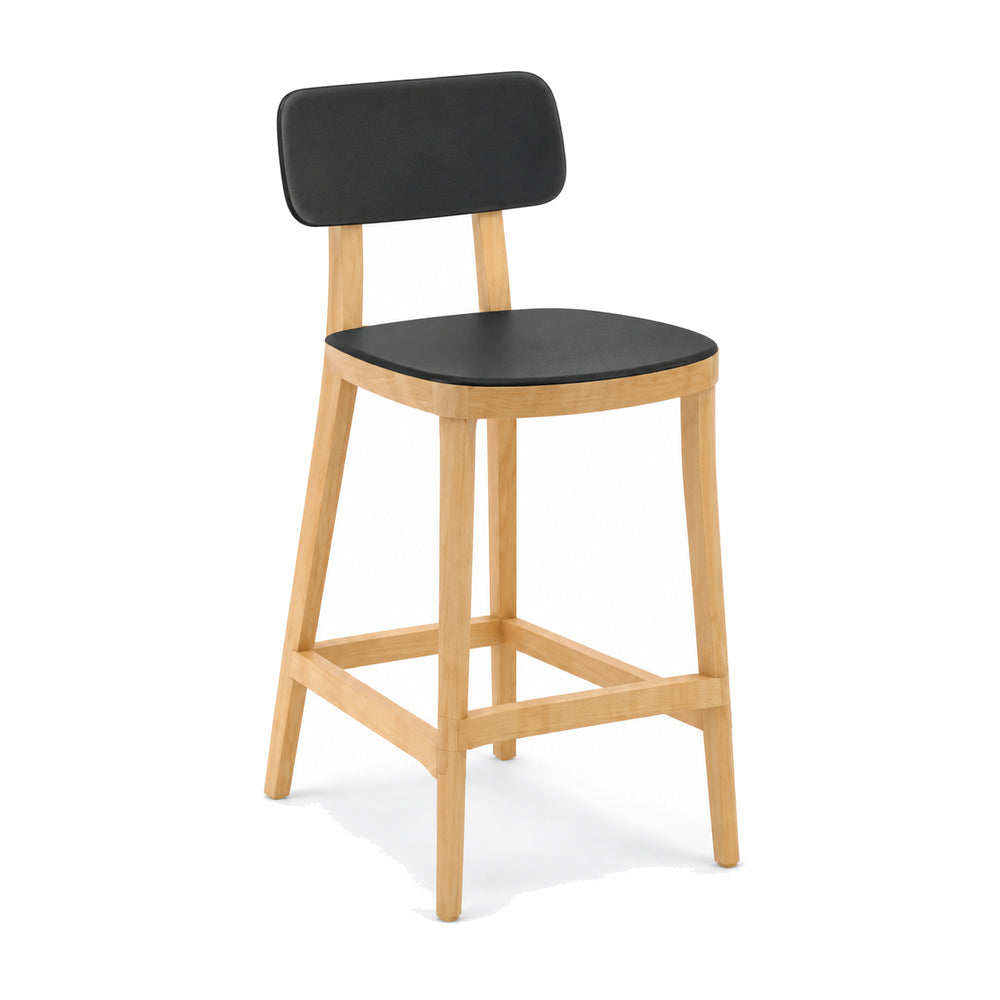 Banco Alto para Bar - INFINITI PORTA VENEZIA - Varios Colores - Asiento y Respaldo en Polipropileno Base de Madera