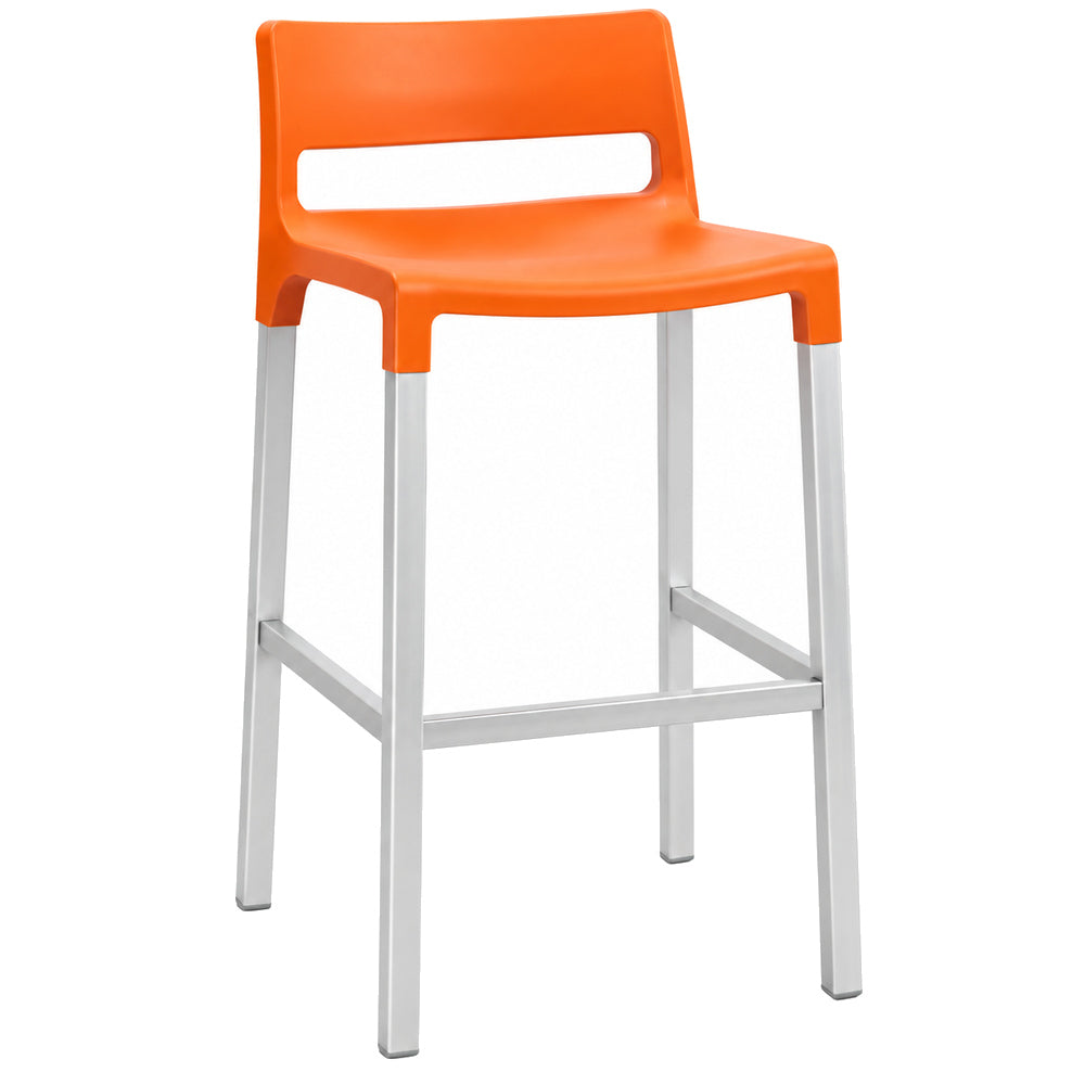 Banco Alto - LABENZE DIVO 157-08010 - Naranja - Respaldo Bajo con Estructura Aluminio y Descansa Pies