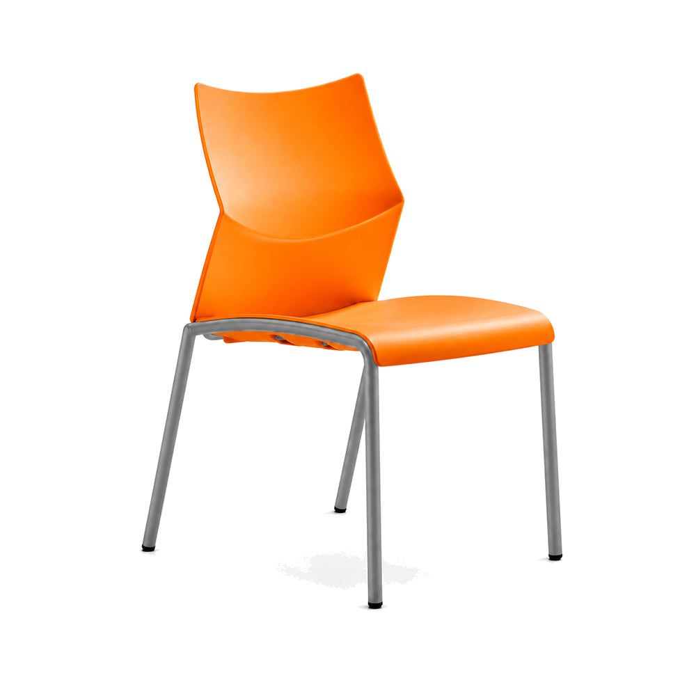 Silla de Oficina de Sala de Espera - LABENZE NIZZA 106-00410 - Naranja - 4 Puntas sin Brazos y Tubular Pintado Gris