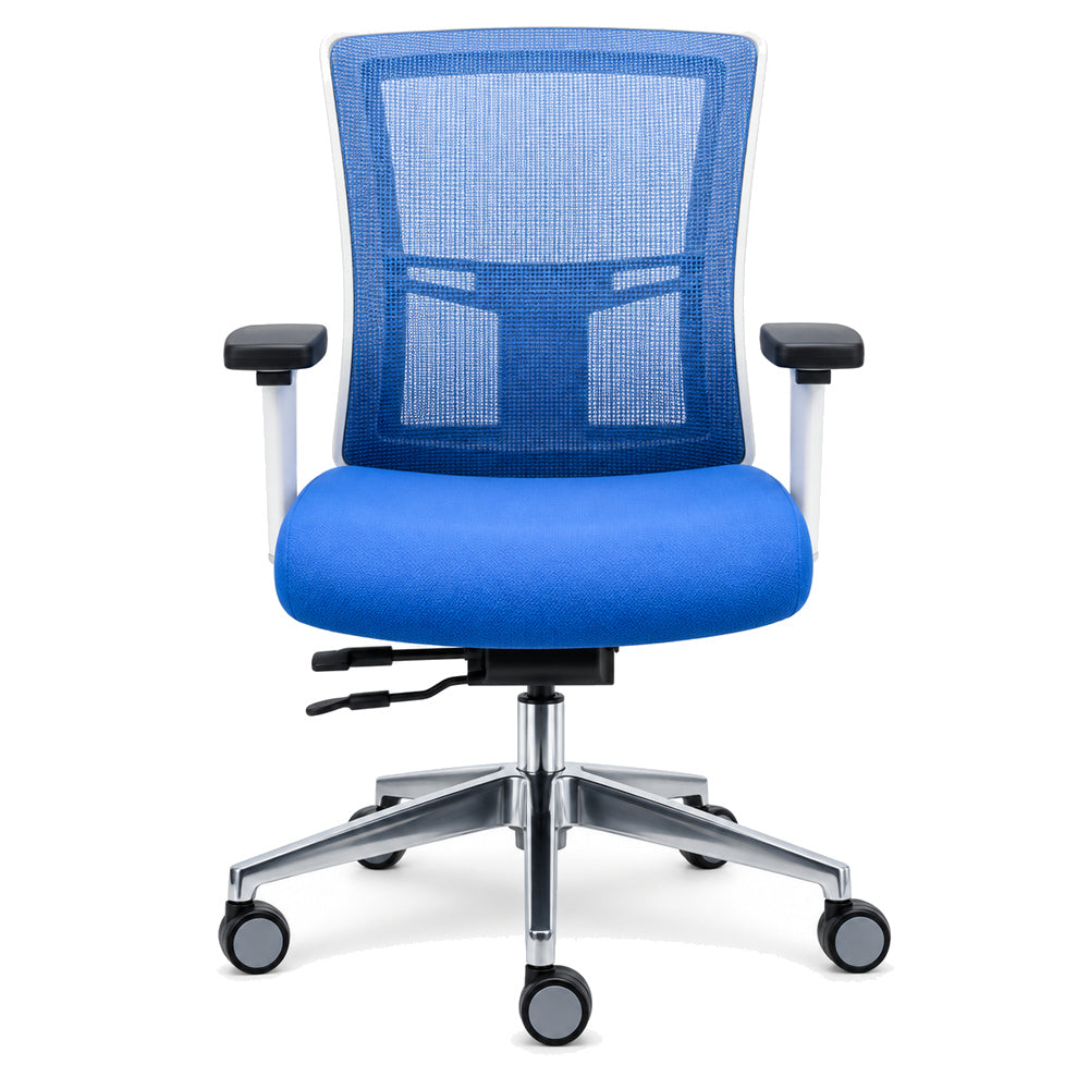 Silla de Oficina Ejecutiva Quadra Estructura Blanca - REQUIEZ QUADRA RE-1371 102-1371V - Varios Colores - Respaldo en Mesh con Base de Aluminio Pulido y Brazos Ajustables