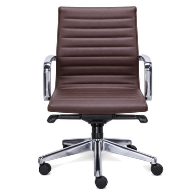 Silla de Oficina Secretarial Respaldo Medio Alto Retro - REQUIEZ RETRO RE-1751C 102-01751 - Blanco - Tapiz Poliuretano con Base de Aluminio Pulido