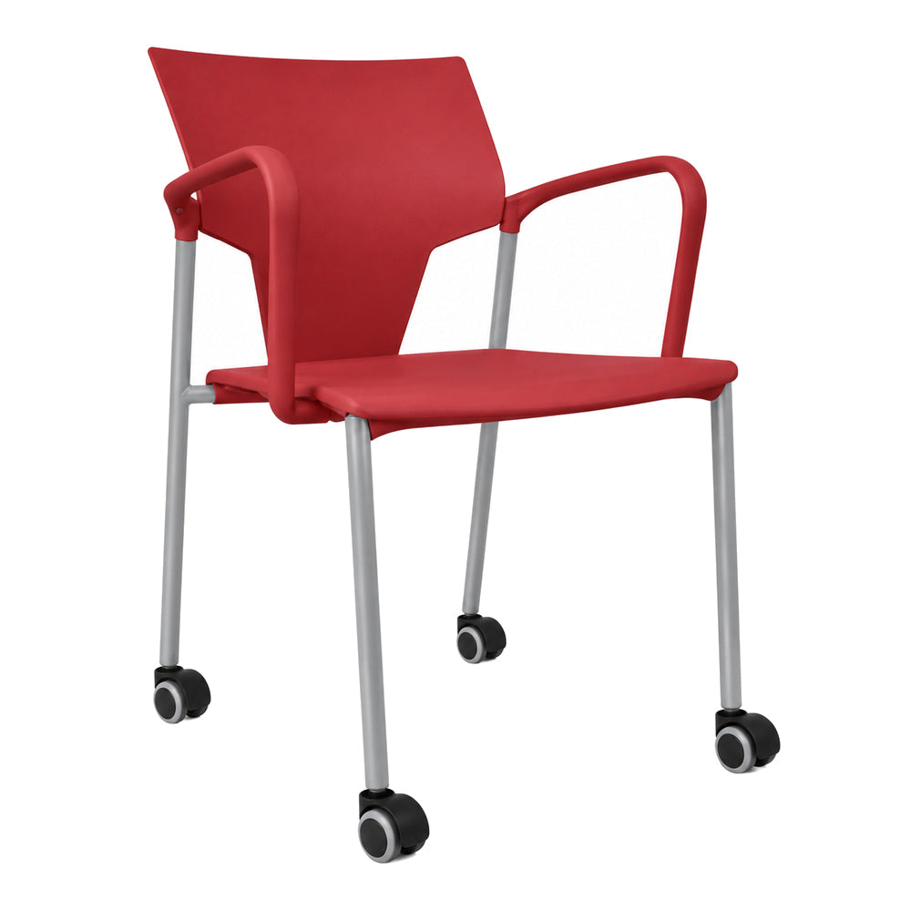 Silla de Oficina Visita - INFINITI AKTIVA RODAJAS - Con Brazos - Bordeaux - Asiento y Respaldo en Polipropileno