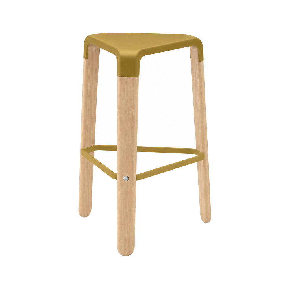 Banco Bajo para Barra - INFINITI PICAPAU STOOL H65.3 - Varios Colores - Asiento de Polipropileno y Estructura de Madera
