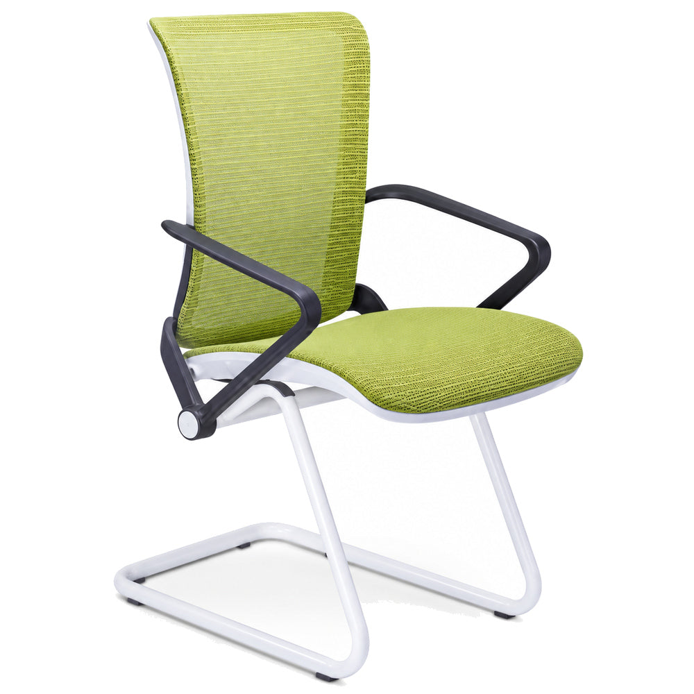 Silla de Oficina Visita Staff Base Trineo - REQUIEZ STAFF RM-9015 102-09015 - Color Único - Respaldo en Mesh Verde con Base de Trineo