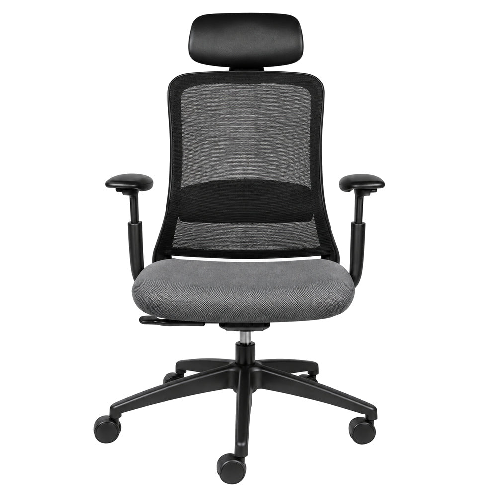 Silla de Oficina Ejecutiva Reclinable con Cabecera Opcional - REQUIEZ CURVE RE-1570N/NG 101-1570N - Varios Colores - Base de Nylon con Cabecera en Tacto Piel Negra