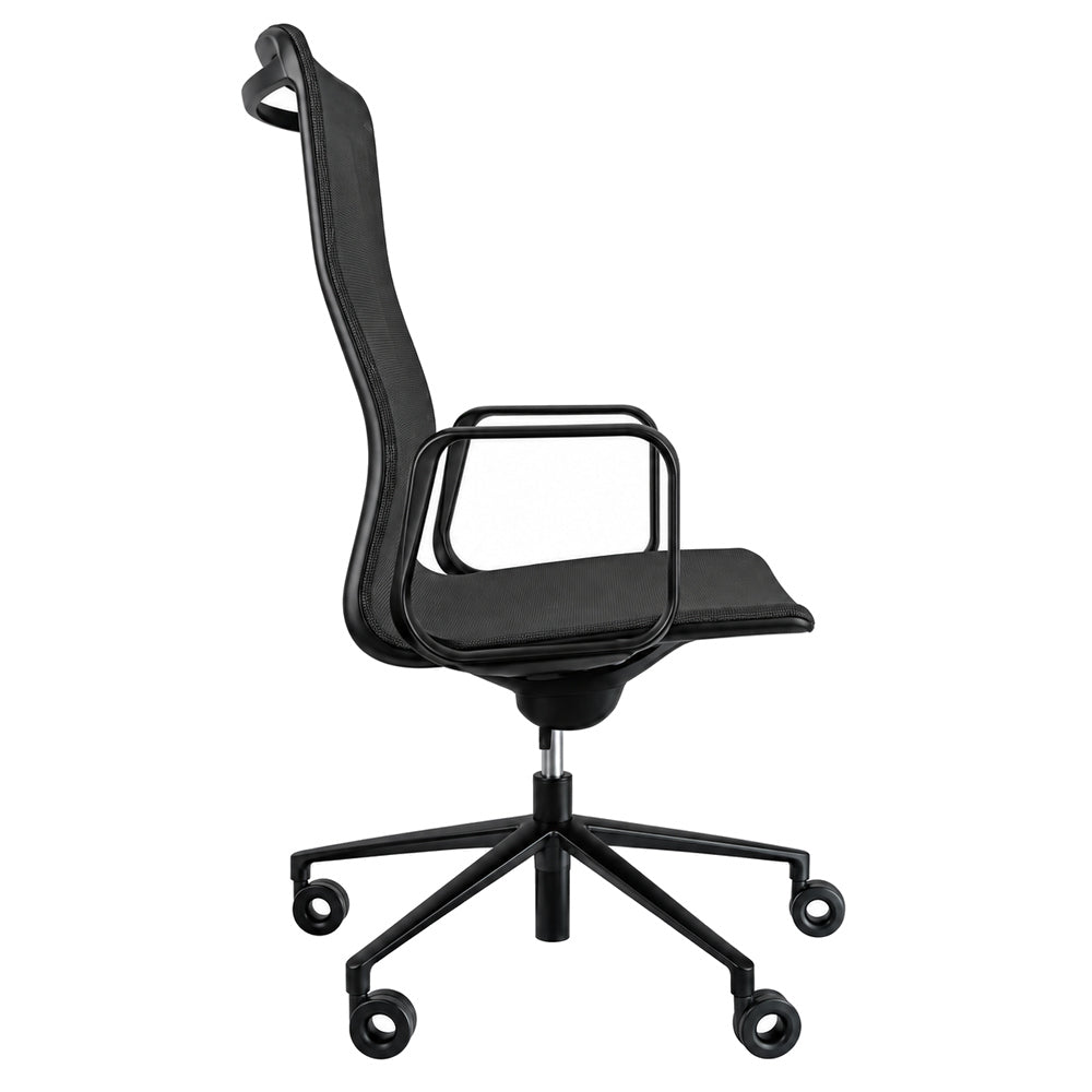 Silla de Oficina Ejecutiva Reclinante - REQUIEZ RAIL RE-3030 - Color Único - 5 Puntas con Respaldo Alto Reclinable y Brazos