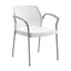 Silla Comercial con Brazos y Respaldo Flexible para Restaurante - INFINITI HALL con brazos 100-0510B - Blanco - Asiento Tapizado con Brazos y 4 Patas en Acero Gris o Cromo