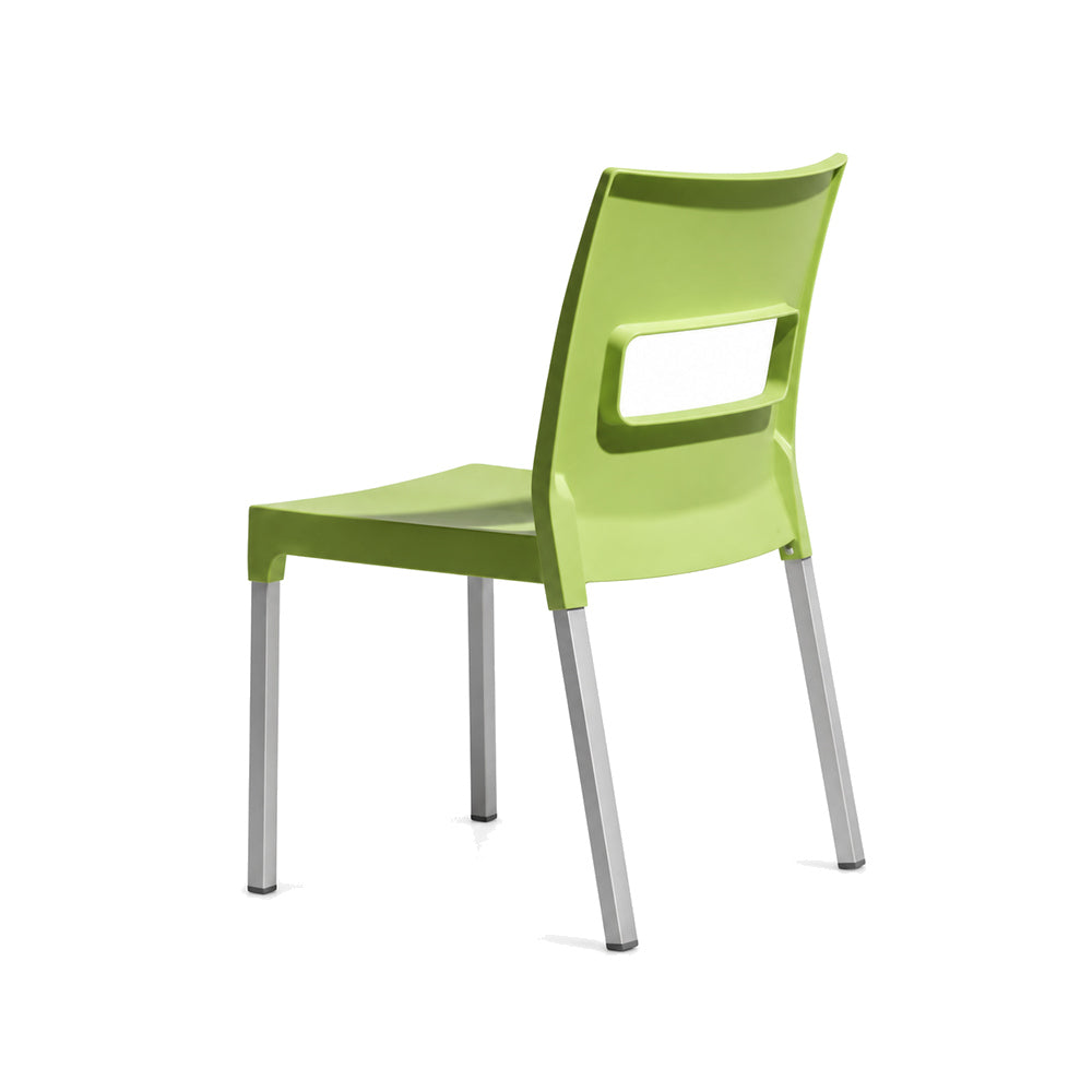 Silla Comercial Reforzada para Terraza y Restaurante - LABENZE MAXI DIVA 155-16000 - Verde - Tecnopolímero Reforzado con Fibra de Vidrio y Patas de Aluminio Anodizado
