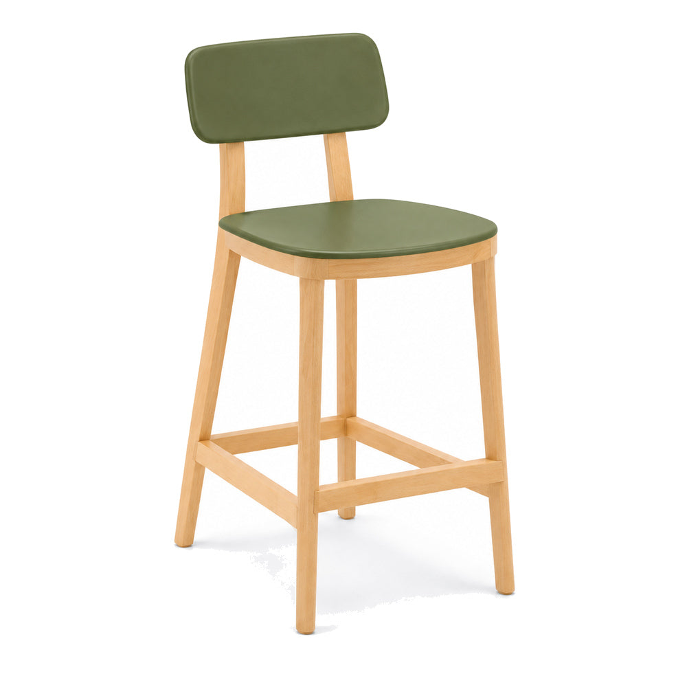Banco Alto para Bar - INFINITI PORTA VENEZIA - Varios Colores - Asiento y Respaldo en Polipropileno Base de Madera