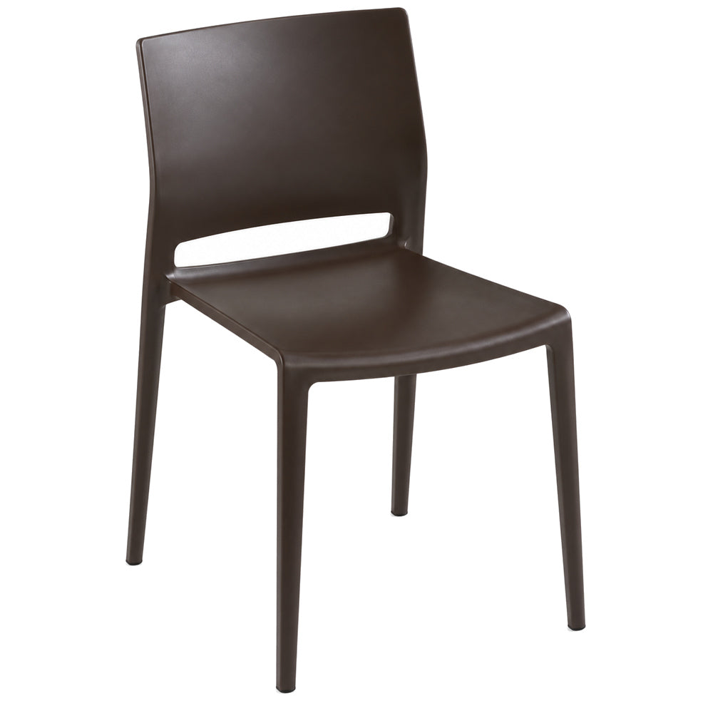 Silla Comercial Apilable para Terraza y Cafetería - LABENZE BAKHITA 155-35023 - Café - Tecnopolímero Reforzado de Alta Resistencia