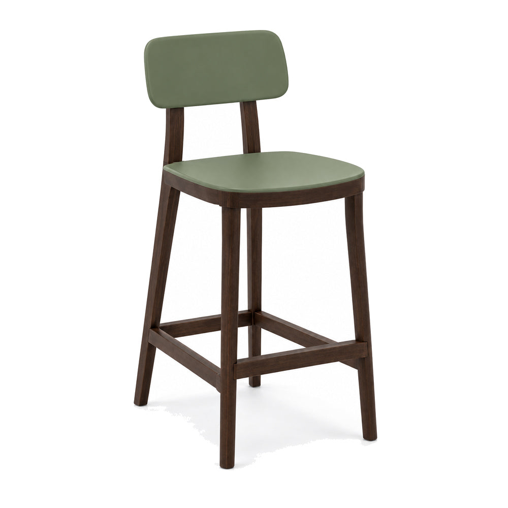 Banco Alto para Bar - INFINITI PORTA VENEZIA - Varios Colores - Asiento y Respaldo en Polipropileno Base de Madera