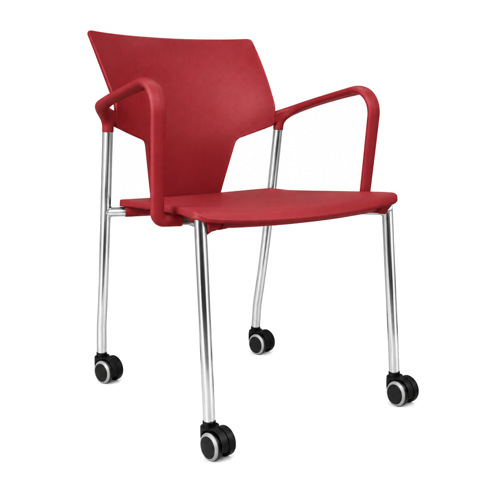 Silla de Oficina Visita - INFINITI AKTIVA RODAJAS - Con Brazos - Bordeaux - Asiento y Respaldo en Polipropileno