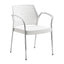 Silla Comercial con Brazos y Respaldo Flexible para Restaurante - INFINITI HALL con brazos 100-0510B - Blanco - Asiento Tapizado con Brazos y 4 Patas en Acero Gris o Cromo
