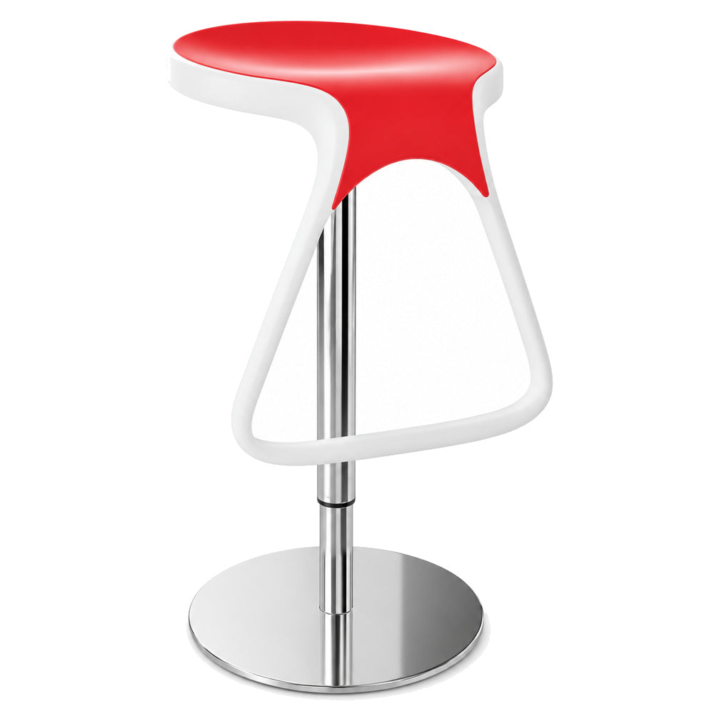 Banco Alto Giratorio - LABENZE OCTO 157-09000 - blanco/cromo - Sin Respaldo Pata Plato Cromado y Descansa Pies