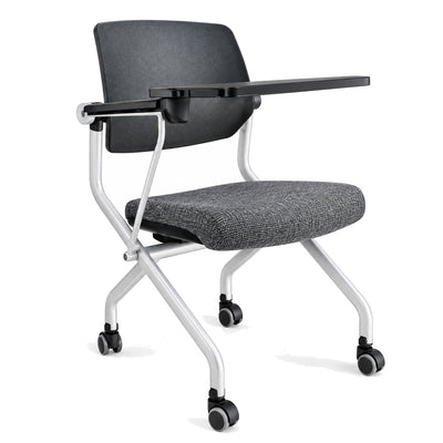 Silla de Training con Paleta para Aula y Capacitación - REQUIEZ RE-675 101-00675 - Gris - Base de 4 Puntas con Paleta Abatible