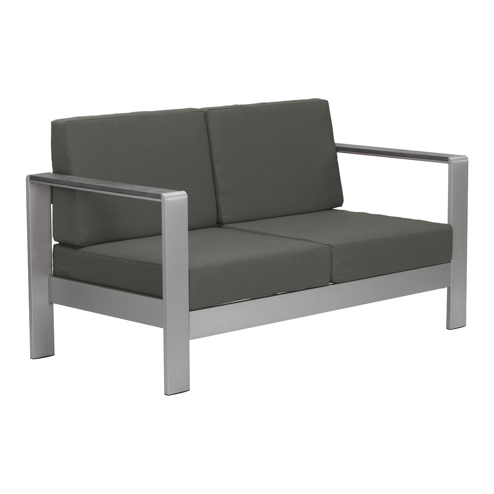 Sofá de Terraza para Club de Playa 2 Plazas - ZUO COSMOPOLITAN - Gris Oscuro - Asiento y Respaldo Tapizados con Tela para Exterior
