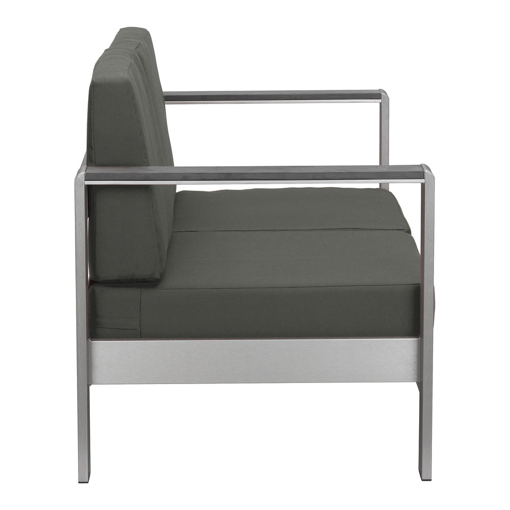 Sofá de Terraza para Club de Playa 2 Plazas - ZUO COSMOPOLITAN - Gris Oscuro - Asiento y Respaldo Tapizados con Tela para Exterior