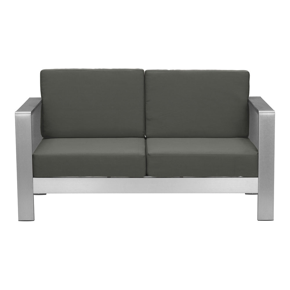 Sofá de Terraza para Club de Playa 2 Plazas - ZUO COSMOPOLITAN - Gris Oscuro - Asiento y Respaldo Tapizados con Tela para Exterior