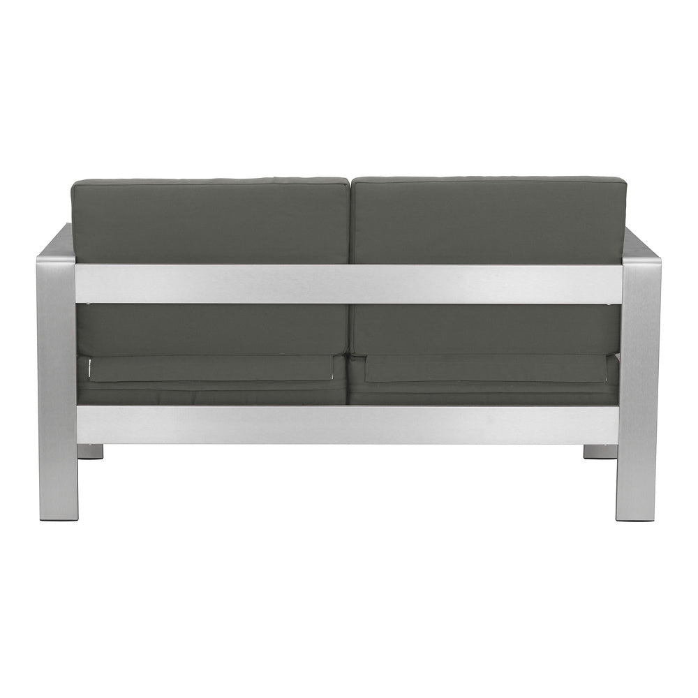 Sofá de Terraza para Club de Playa 2 Plazas - ZUO COSMOPOLITAN - Gris Oscuro - Asiento y Respaldo Tapizados con Tela para Exterior