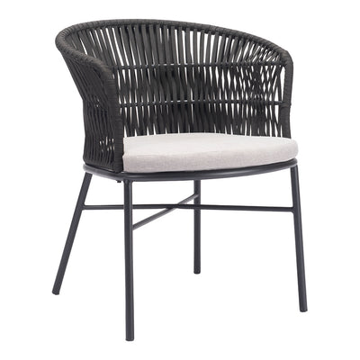 Silla para Terraza y Alberca - ZUO FREYCINET - Varios Colores - Asiento y Respaldo Tapizados con Tela para Exterior - Negro