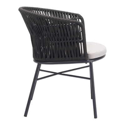 Silla para Terraza y Alberca - ZUO FREYCINET - Varios Colores - Asiento y Respaldo Tapizados con Tela para Exterior - Negro