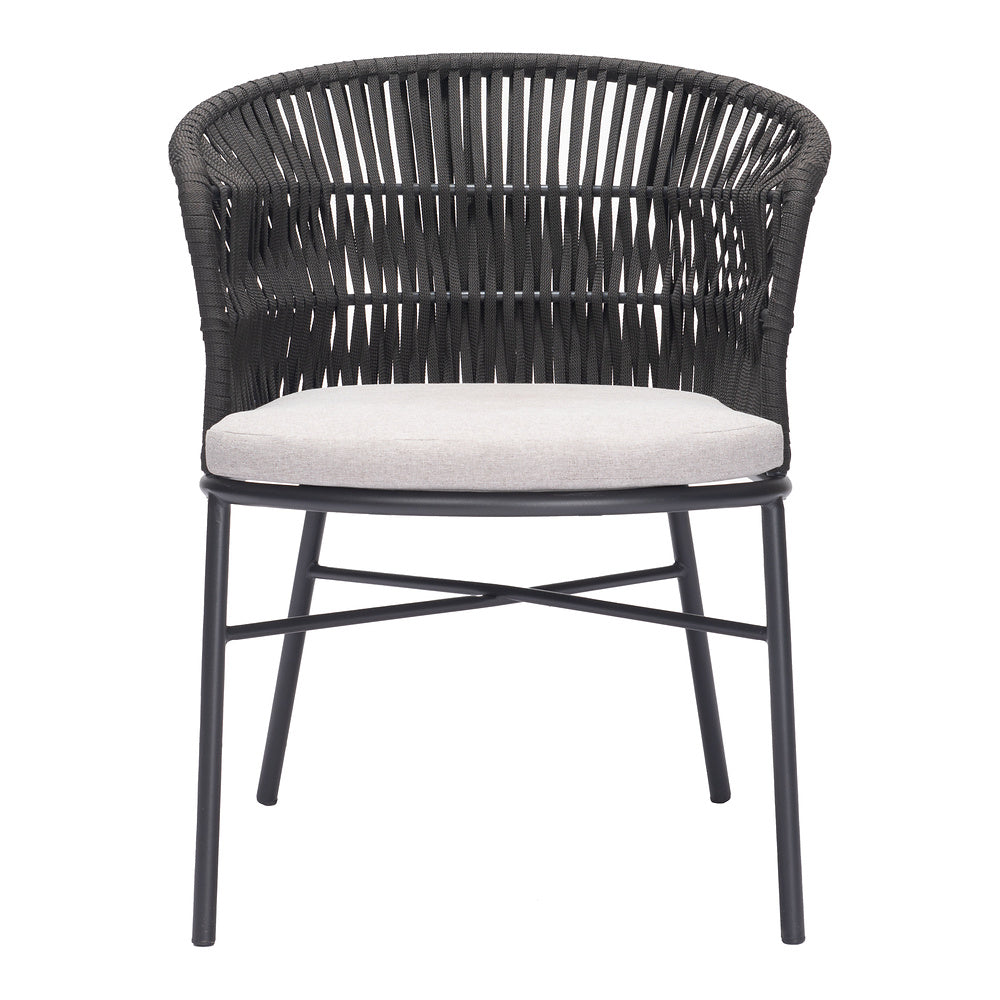 Silla para Terraza y Alberca - ZUO FREYCINET - Varios Colores - Asiento y Respaldo Tapizados con Tela para Exterior - Negro
