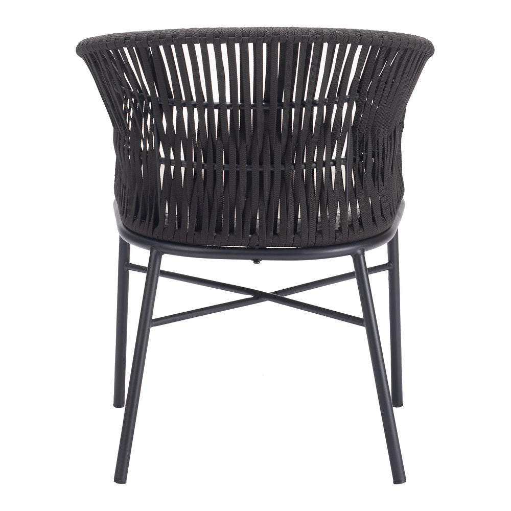 Silla para Terraza y Alberca - ZUO FREYCINET - Varios Colores - Asiento y Respaldo Tapizados con Tela para Exterior - Negro